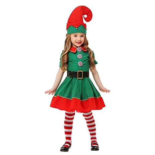 Disfraz de Duende de Navidad para Hombres, Mujeres y niños Navidad, Carnaval y Cosplay (110cm, Mujeres)