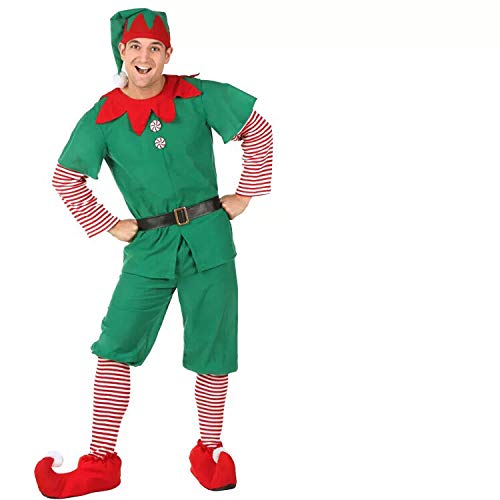 Disfraz de Duende de Navidad para Hombres, Mujeres y niños Navidad, Carnaval y Cosplay (180cm, Hombres)