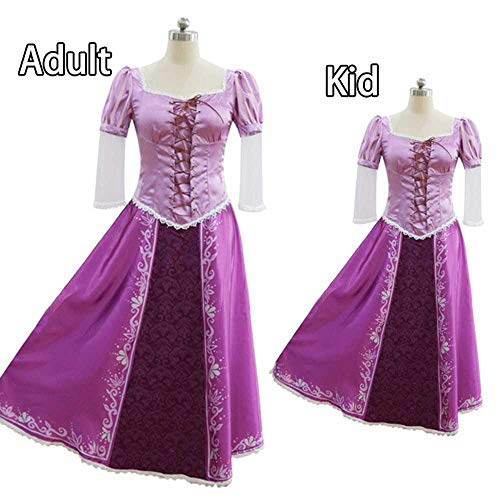 Disfraz de padre-hijo de cosplay disfraces de adultos para niños vestido Rapunzel uniforme Enredado disfraz de Halloween Carnaval Regalo para niñas y mujeres