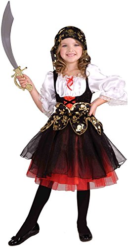 Disfraz de Pirata de Piezas para niñas - Disfraz de Pirata - Black, White, Red - Talla (3-5 Años)