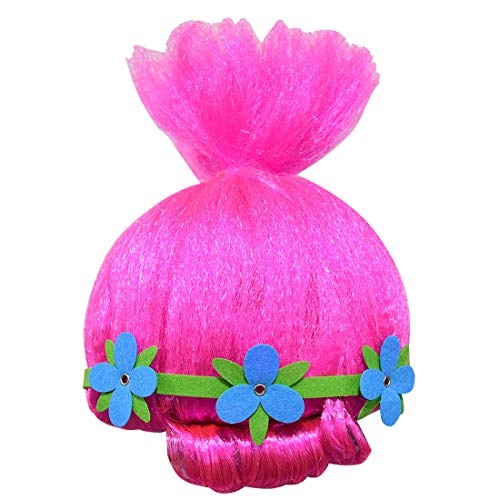 Disfraz de princesa de amapola para niños de Trolls con peluca (estilo 1, 6-7 años)