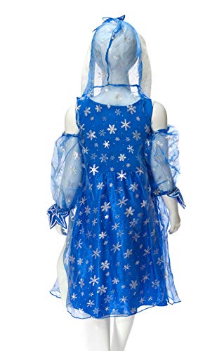 Disfraz de Reina del Hielo / Princesa de Nieve para niñas - Disfraz de 3 Piezas con Capa - Azul - Talla 120 (110-116)