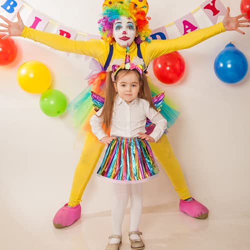 Disfraz de Unicornio arcoíris de 3 Piezas para niñas MEZZOM Falda de Unicornio para niñas con Diadema de Unicornio Vestido de tutú Falda alas de arcoíris para cumpleaños