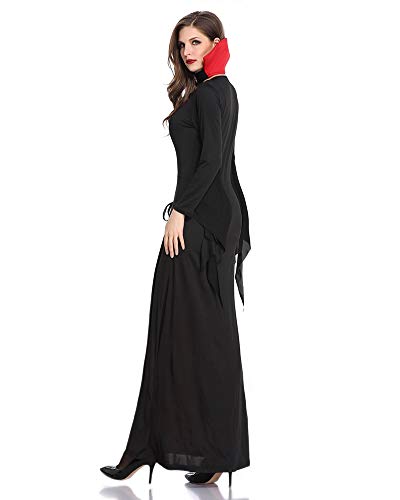 Disfraz de vampiro para mujer, disfraz medieval, con cordones y cuello, disfraz de vampiro para Halloween, carnaval