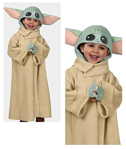 Disfraz infantil de Star Wars Yoda de Yoda Jedi Master Alien Cos de juego de rol (sombrero + ropa, S (3 a 5 años))