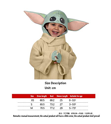 Disfraz infantil de Star Wars Yoda de Yoda Jedi Master Alien Cos de juego de rol (sombrero + ropa, S (3 a 5 años))