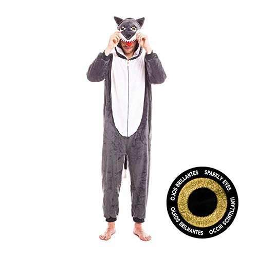 Disfraz Lobo Gris Hombre Mujer Unisex Ojos Purpurina Husky【Tallas Adulto S a L】[Talla L] Mono Entero Calentito Suave Cremallera Disfraces Carnaval Animales Desfiles Teatro Actuaciones