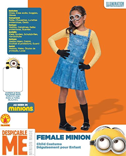 Disfraz para niñas de Minions de Rubie's, talla mediana, edad de 5 a 7 años, altura de 1,27-1,37 m