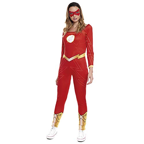 Disfraz Superheroína Fugaz Girl Mujer Mono Rojo Antifaz【Tallas Adulto S a L】[Talla M] | Disfraces Mujer Superhéroes Carnaval Halloween Regalos Chicas Cosplay Cómics