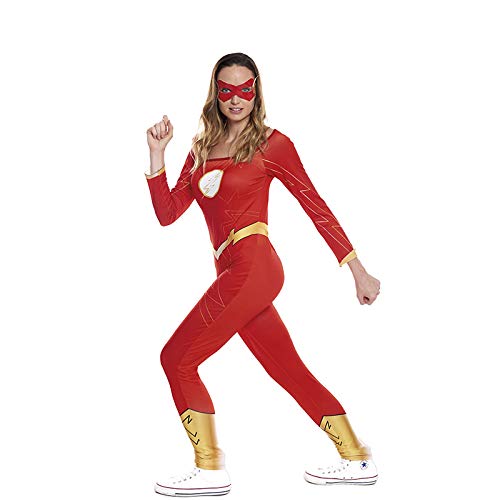 Disfraz Superheroína Fugaz Girl Mujer Mono Rojo Antifaz【Tallas Adulto S a L】[Talla M] | Disfraces Mujer Superhéroes Carnaval Halloween Regalos Chicas Cosplay Cómics