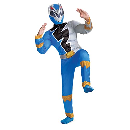 Disguise Disfraz Power Ranger Niño Dino Fury Azul, Disfraz Superhéroe Niño Disponible en Talla L