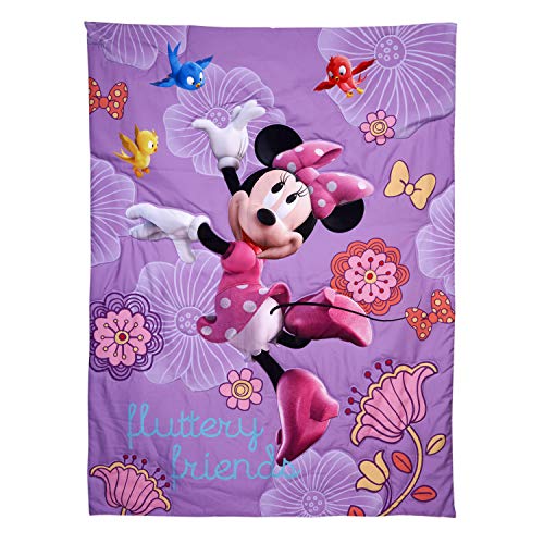 Disney 4 Piece Minnie's Fluttery Friends Toddler Bedding Set, Lavender by Disney