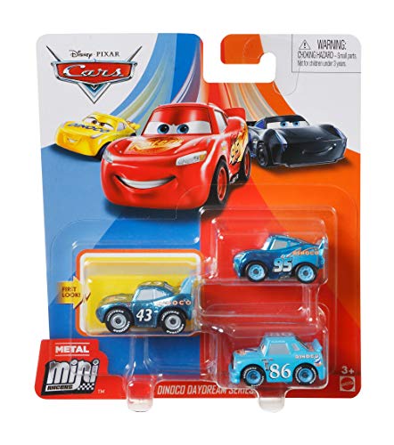 Disney Cars Mini Racers, Pack de 3 coches de juguete Dinocco Daydream, modelos surtidos (Mattel GKG07)