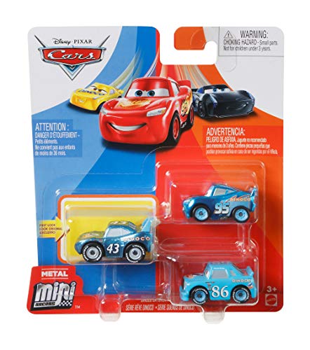 Disney Cars Mini Racers, Pack de 3 coches de juguete Dinocco Daydream, modelos surtidos (Mattel GKG07)