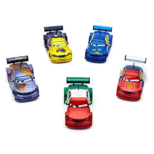 Disney Pixar Cars 2 Exclusive 1:43 Max O Rama Cars Die Cast - 5 Cars - Australian Racer (Mark "Frosty Winterbottom) - German Racer (Max Schnell) - Russian Racer (Vitaly Petrov) - México Racer (Memo Rojas Jr.) - Swedish Racer (Jan Nilsson)