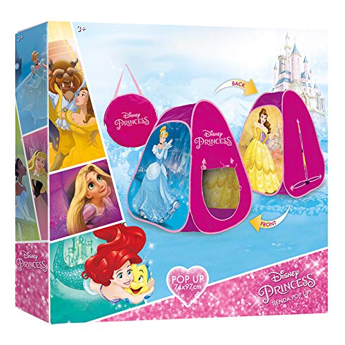 Disney - Tienda de princesas para Niñas Niños Juguetes niños 3 años Tienda Pop Up Casitas infantiles tela con bolsa de transporte Diseño automontable Princesas Disney