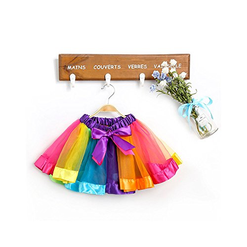 DIXIUZA Disfraz para Niñas Diadema Unicornio Floral con Oreja y Falda Tutú Vestido de Arco Iris Disfraz