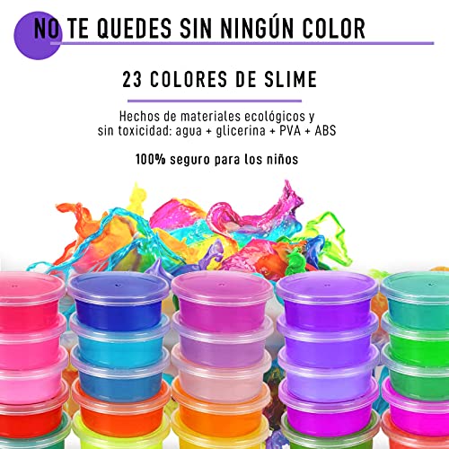 DIY Slime Kit 115 PCS 23 Colores. Slime para Niñas y Niños. Juego de Manualidades y Bricolaje para Niños. Juguetes Creativos para Niñas. Masas Viscosas Moldeables y Purpurina.