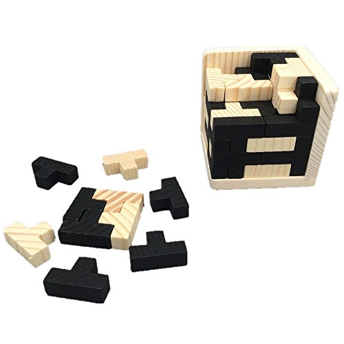 DMZK Juego Puzzle Madera Cubo 3D Rompecabezas para niños y Adultos