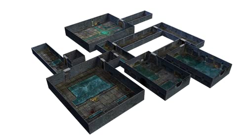 DnD Dungeon Terrain RPG – Alfombrillas de batalla 3D para juegos de rol, configuración rápida de azulejos de mapa y almacenamiento fácil con cuadrícula cuadrada de Mazmorras y dragones Mazmorra