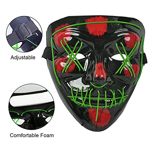 DONYA LED Máscaras Halloween, Purge Mask para Carnaval, Led Mascaras 3 Modos de Lluminación, Adultos LED Mask para Fiestas de Disfraces, Navidad, Carnavales, Cosplay