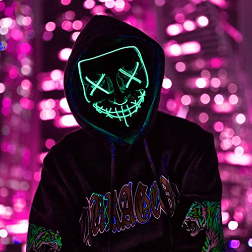 DONYA LED Máscaras Halloween, Purge Mask para Carnaval, Led Mascaras 3 Modos de Lluminación, Adultos LED Mask para Fiestas de Disfraces, Navidad, Carnavales, Cosplay