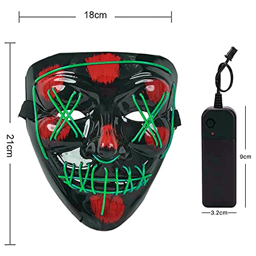 DONYA LED Máscaras Halloween, Purge Mask para Carnaval, Led Mascaras 3 Modos de Lluminación, Adultos LED Mask para Fiestas de Disfraces, Navidad, Carnavales, Cosplay