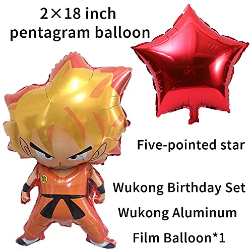 Dragon Ball Birthday Party Latex Balloon Set, Dragon Ball Goku Party Decorations include Aluminum film Goku Balloons, Number 1 balloon, Happy Bitthday Banner for Boys Birthday Party