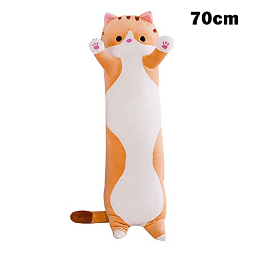 Dreafly Suave Almohada con Figura de Gato para Dormir, muñeco de Peluche, Juguete de Felpa cilíndrico Largo para niños Adultos de 50/70/90 cm de Largo