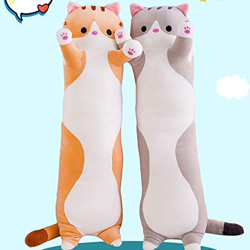 Dreafly Suave Almohada con Figura de Gato para Dormir, muñeco de Peluche, Juguete de Felpa cilíndrico Largo para niños Adultos de 50/70/90 cm de Largo