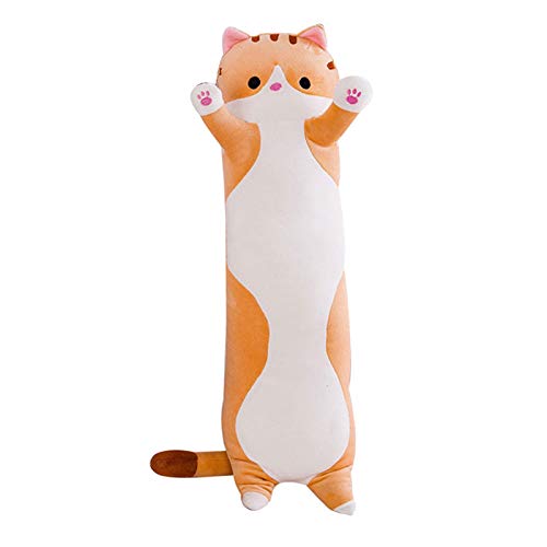 Dreafly Suave Almohada con Figura de Gato para Dormir, muñeco de Peluche, Juguete de Felpa cilíndrico Largo para niños Adultos de 50/70/90 cm de Largo