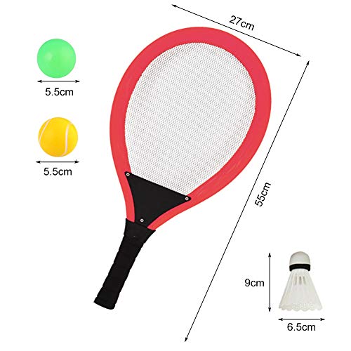 Dreamon Raquetas de Tenis con Bolas bádminton Juguete para Niños y Niñas ,Juego de Deporte Playa al Aire Libre (Rojo)