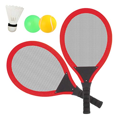 Dreamon Raquetas de Tenis con Bolas bádminton Juguete para Niños y Niñas ,Juego de Deporte Playa al Aire Libre (Rojo)