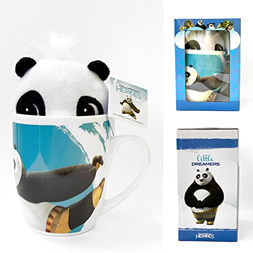 DreamWorks Heroes Set de regalo – Shrek, Kung Fu Panda, Madagascar, Home – Taza de 300 ml + peluche de Little Dreamers Idea de regalo (panda – panda)