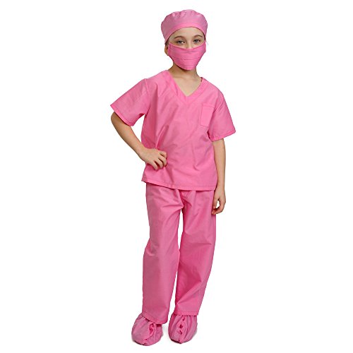 Dress Up America- Children Kids Scrub's Rosa médico Scrubs Disfraz niños Pretend del Doctor Scrub Play Outfit, Color, 4-6 años (74 cm Cintura, 107 cm Altura) (874P-S)