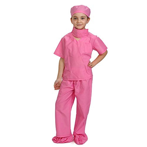 Dress Up America- Children Kids Scrub's Rosa médico Scrubs Disfraz niños Pretend del Doctor Scrub Play Outfit, Color, 8-10 años (79 cm Cintura, 121 cm Altura) (874P-M)