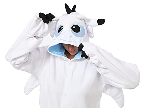 dressfan Animal Negro Dragón Siamese Pijamas Dragón Disfraz Cosplay Disfraz Navidad Halloween Pijamas Unisex Adulto Adolescente Niños (Blanco, L)