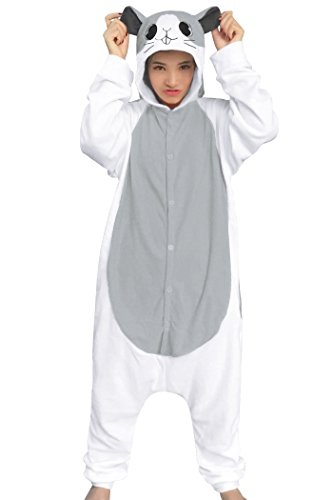 dressfan Unisex Animal Pijamas Adulto Niño Cosplay Traje Gris Hámster Pijamas Adulto Niño