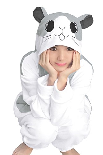 dressfan Unisex Animal Pijamas Adulto Niño Cosplay Traje Gris Hámster Pijamas Adulto Niño