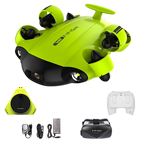 Dron submarino Cámara Fifish V6 QYSEA Amplio Ángulo 162˚ 6 Direcciones de movimiento 4K UHD 12 Mp Cable 100 metros Profundidad VR Gafas 64GB Video Fotograbación Pesca Mundo Submarino 843823