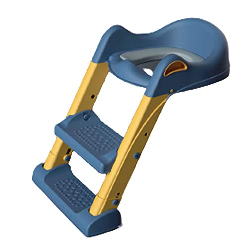 DTZW Asiento de inodoro ajustable para niños de 1 a 7 años, antideslizante, plegable, con escalera, color azul