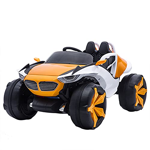 DUTUI Coche Eléctrico Niños Cuatro Ruedas Vehículo Todoterreno Coche Juguete Coche Control Remoto Niños Y Niñas 1 A 9 Años Coche Eléctrico Dos Personas, 130X83x63cm,Naranja