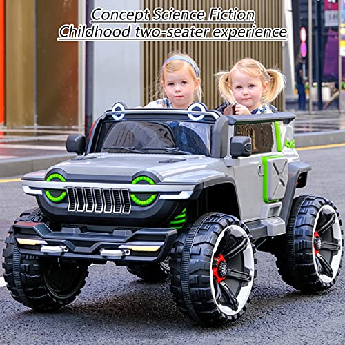 DUTUI Vehículo eléctrico niños tracción en Las Cuatro Ruedas vehículo Todoterreno Control Remoto Dos Personas Coche Juguete Control Remoto y conducción autónoma, 140x78x86cm,Gris