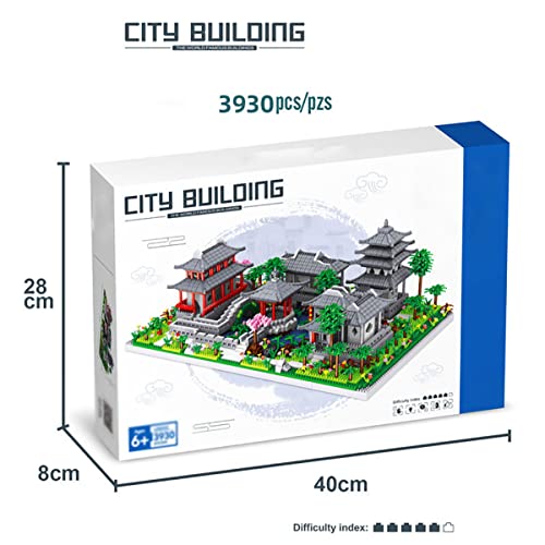 DWXN 3930Pcs Jardín Estilo Chino Arquitectura Nano Mini Bloque De Construcción, Modelo De Partículas De Bricolaje, Modelo De Construcción 3D Conjunto Educativo Decoración 3930PCS