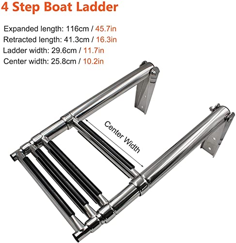 DWXN Escala Barras De Barco Barras De Barco Doblando 4 Pasos, Horarios De Extensión De Acero Inoxidable Telescópico para Yate/Piscina, Fácil De Instalar