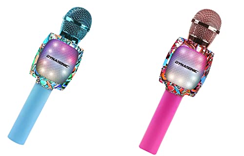 DYNASONIC Micrófono Karaoke Bluetooth, Juguetes para niños y niña Microfono Inalámbrico Karaoke Portátil con Luces LED para Niños, Regalos Originales niños (Pack 2 Micros)