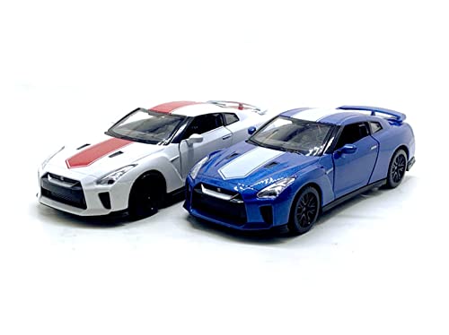 DZYWL Kits Modelos Coches Clásicos 1:32 para Nissan GTR R35 Ares, Modelo De Coche De Aleación con Sonido Y Luz, Juguete para Regalo, Decoración, Recuerdo Regalo Amor Vacaciones (Color : Azul)