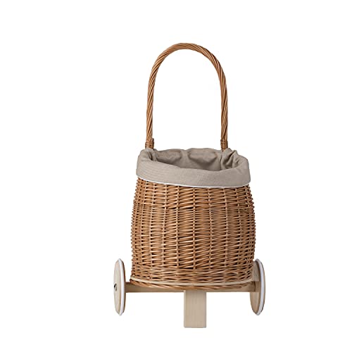 e-wicker24 Carrito de mimbre colgante de mimbre con cesta