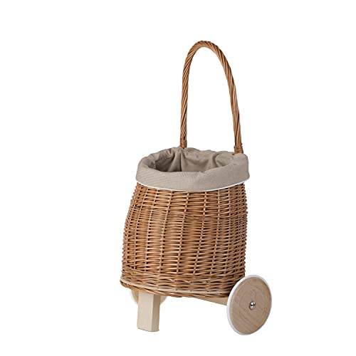 e-wicker24 Carrito de mimbre colgante de mimbre con cesta