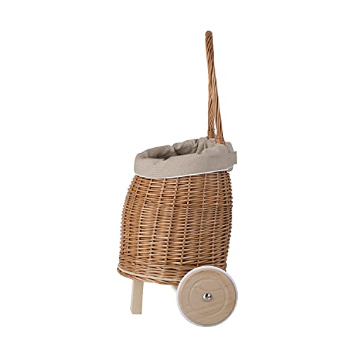 e-wicker24 Carrito de mimbre colgante de mimbre con cesta